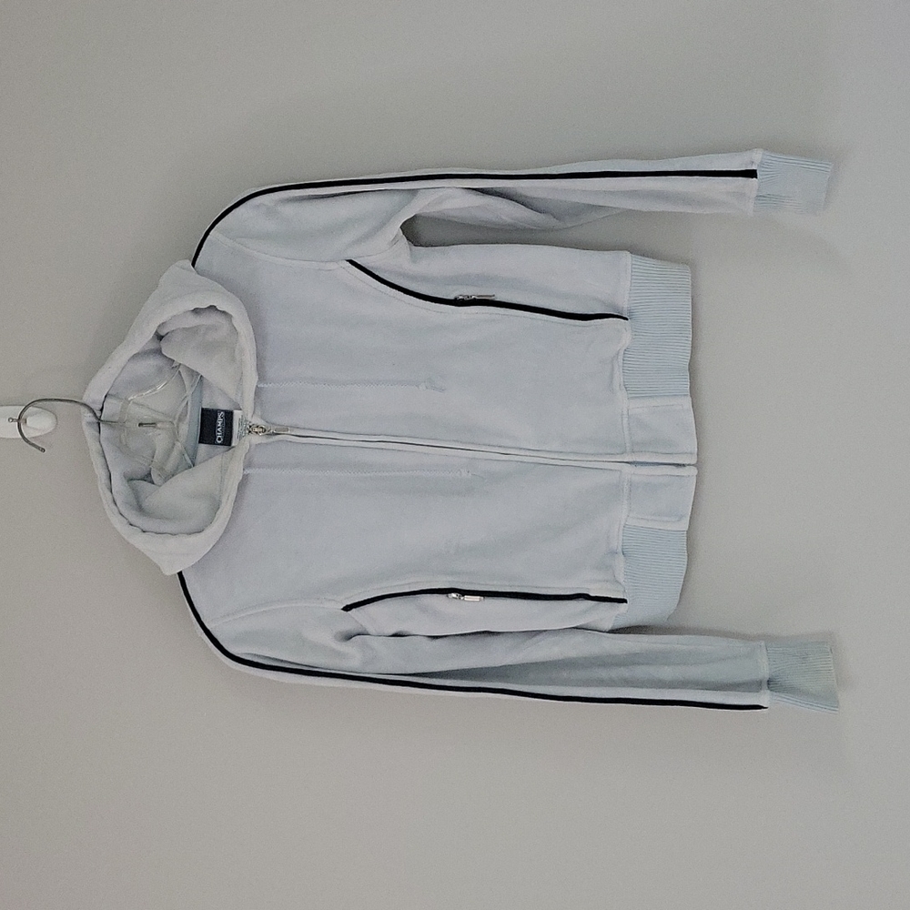CHAMPS Velvet Feel Baby Blue and Black Strip Hoodie